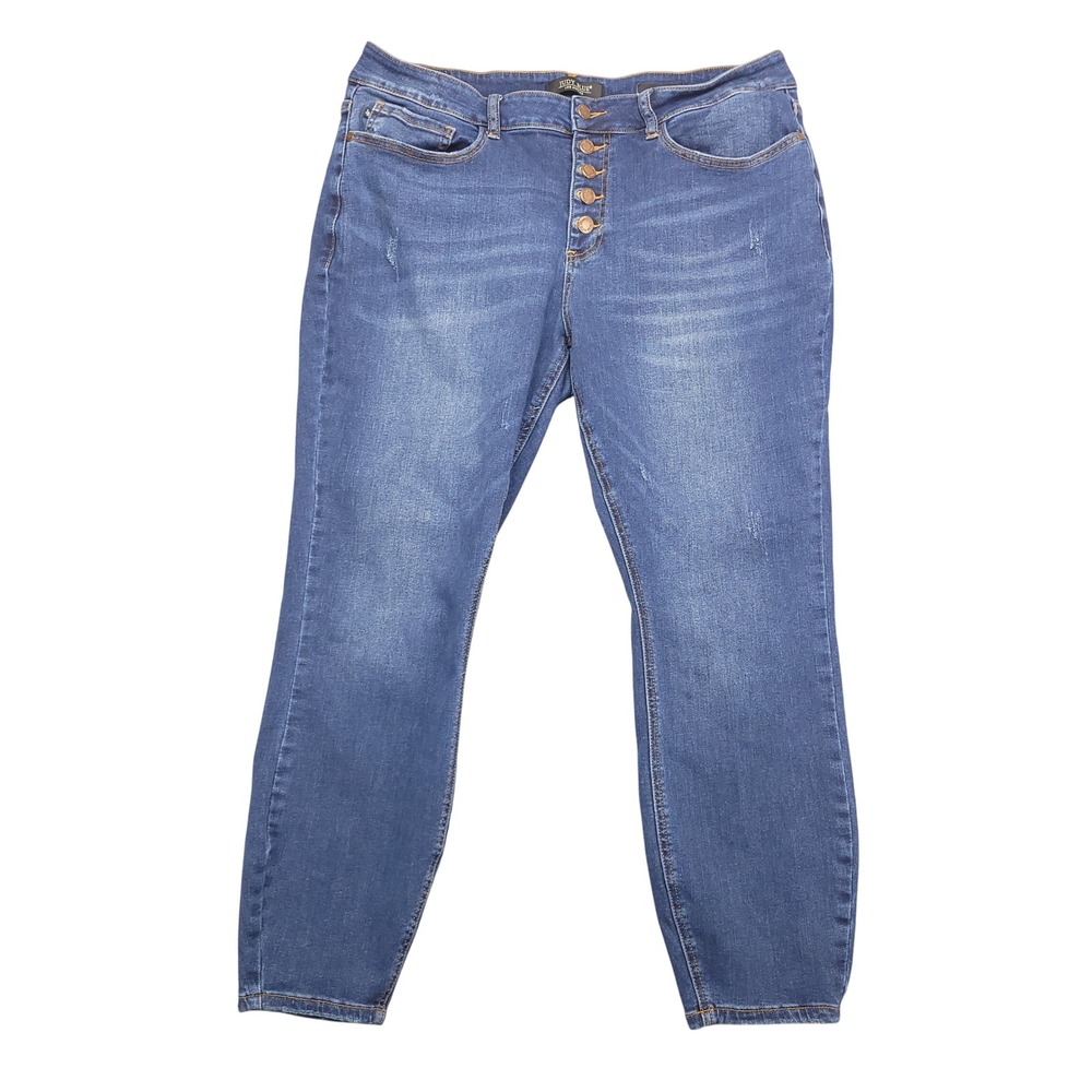 Judy‎ Blue Skinny Fit Jeans Womens 18W Exposed Button Fly Medium Wash Denim